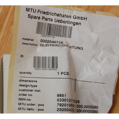 MTU 0002040716 ROTARY SEAL