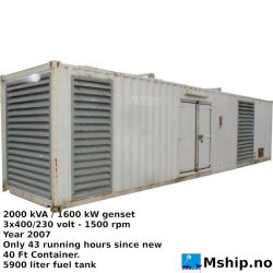 2000 kVA / 1600 kW 40 ft container genset https://mship.no