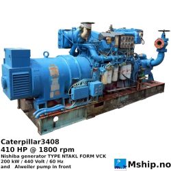Caterpillar3408 with 200 kW generator and Alweiler pump in front.