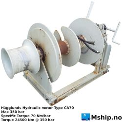 Mooring winch with Hägglunds CA70 hydraulic motor. https://mship.no