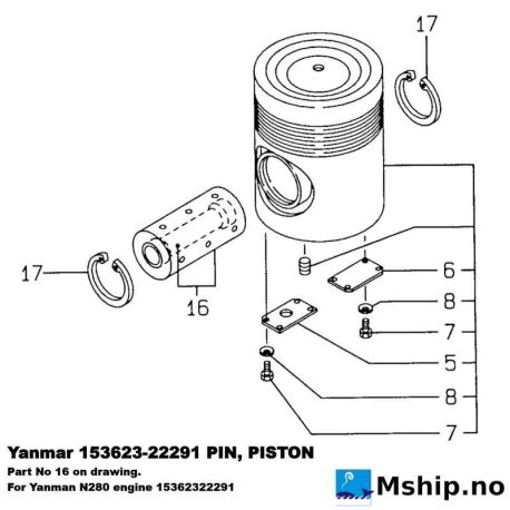 Yanmar 153623-22291 PIN, PISTON Yanmar 15362322291 https://mship.no