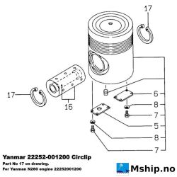 Yanmar 22252-001200 Circlip for piston pin 22252001200 https://mship.no