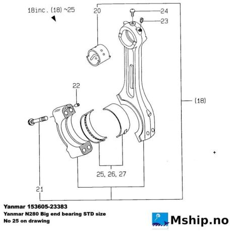 Yanmar 153605-23383 N280 Big end bearing STD size https://mship.no