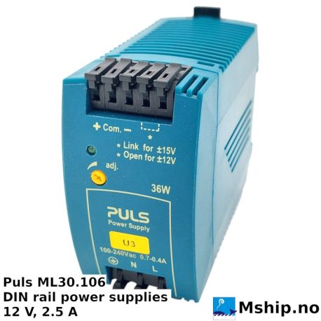 Puls ML30.106 DIN rail power supplies 12 V, 2.5 A https://mship.no