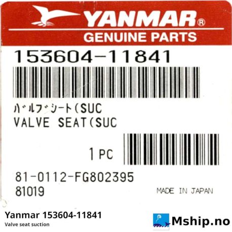 Yanmar 153604-11841 Valve seat suction https://mship.no
