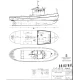 General arrangement drawing, profile and deck plans (1970, labels in English)