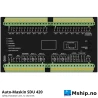 Auto-Maskin SDU 420 Safety Shutdown Unit — Manufacturer: Auto-Maskin, Model: SDU 420 (Marine Pro safety shutdown unit), Manufacturers part number: 1500158, Performance specification: 12-channel independent engine safety shutdown unit for larger engines; 3 analogue channels usable for shutdown; overspeed with test mode, Class: IACS type approved: DNV (TAA00000Z6), LR (LR23405374TA), BV (20519/D0), ABS (PDA 24-2515035-1-PDA), KR (CPH17663-AC001) – SDU 420; LR LR22131218SS-01, Other: Switch inputs with wire-break and short-circuit detection, tacho input (passive or active pickup), 2 x 4-20 mA, 1 x PT100 / PT1000, shutdown relay 0.7 A, other relays 0.7 A, configurable output 1.8 A, Volt: 18-32 VDC (24 VDC nominal), Working temperature max, celsius degrees: Operating +5 to +70 °C, storage -30 to +80 °C; IP30 (for cabinet mounting), Remarks: Gear and rpm interlocks on all channels, secondary shutdown override for oil mist, rpm channel with loop monitoring, LED fault / status indication; configured automatically from 200 / 400 Series DCU, DIMENSIONs: 183 x 105 x 48 mm (W x H x D)
