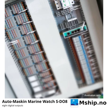Auto-Maskin Marine Watch S-DO8 Eight Digital Outputs — Manufacturer: Auto-Maskin, Model: Marine Watch S-DO8, Manufacturers part number: 1500087, Performance specification: Module with eight digital output channels; up to two per I/O cabinet, Class: IACS type approved: DNV (TAA000033G) – Marine Watch S Series