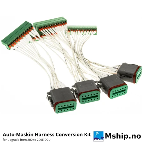 Auto-Maskin Harness Conversion Kit DCU 200E Units — Manufacturer: Auto-Maskin, Model: Harness Conversion Kit DCU 200E units, Manufacturers part number: 1006945, Performance specification: 4 Deutsch DT connectors pre-wired to 4 DCU 200E connectors, for replacing a classic 200 Series DCU with a 200E DCU