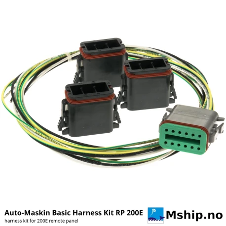 Auto-Maskin Basic Harness Kit RP 200E Series — Manufacturer: Auto-Maskin, Model: Basic Harness Kit RP 200E Series, Manufacturers part number: 1006946, Performance specification: 1 pre-wired Deutsch DT connector with 2 m power cable + 3 sealing blind plugs for one 200E remote panel