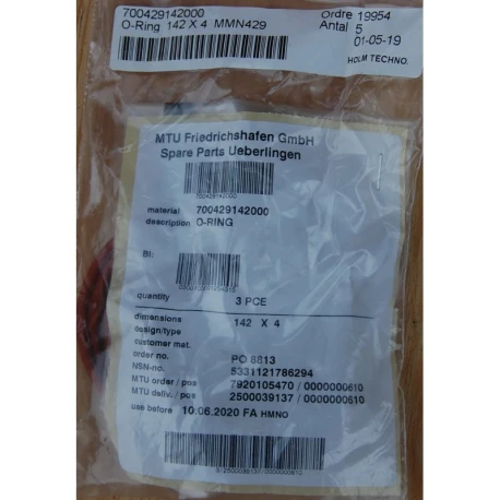 MTU 700429142000 O-RING — Manufacturer: MTU, Manufacturers part number:  700429142000