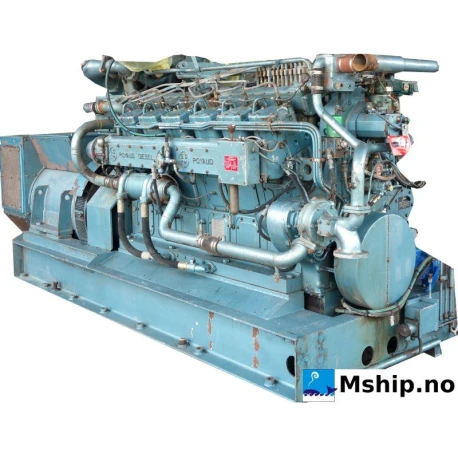 SACM Poyaud  A 12150 SCrl  V12  generator set 550 kVA — Manufacturer: SACM  POYAUD Diesel, Model: A 12150 SCrl V12, Serial number: 14988, HP: 660, kW: 485, RPM: 1500, Fuel Type: Diesel, Class: BV, Generator end type: Jeumont-Schneider    Type APM 64 C4    No. 110967 TROPIK, Amps: 380 / 836, HZ: 50, kVA: 550