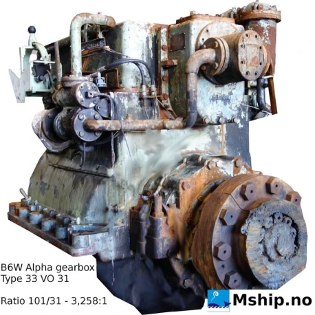 B&W Alpha gearbox type 33 VO 31 — Manufacturer: B&W Alpha, Model: 33 VO 31, Serial number: 488*1, Rotation direction: CCW  - counter clockwise rotation, Other: Gear ratio 3,258:1  - 101/31