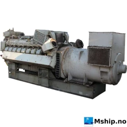 Deutz BA16M 816U generator set 1200 kWA — Manufacturer: Deutz, Model: BA16M816U, RPM: 1500, Cylinder bore: 142 mm, Piston Stroke: 160 mm, Number of cylinders: 16, Displacement: 40.554 cm ², Cylinder configuration: 120° V-engine, Rotation direction: CCW - Counter clockwise seen from aft, Other: The engine is Completely overhauled in  2007, Weight: Only engine, without generator end or frame: 3540 kg, Generator end type: Stamford MSC734C   Serial number J6392, Volt: 380, HZ: 50, kVA: 1200
