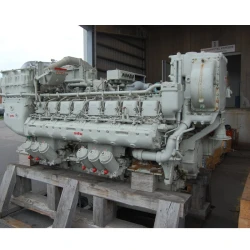 MTU 16V 396 TB94 Marine Diesel engine — Manufacturer: MTU, Model: 16V396TB94, Serial number: 559 0616, Year: 1990, HP: 2890, kW: 2155, RPM: 2040, Cylinder bore: 165 mm, Piston Stroke: 185 mm, Number of cylinders: 16, Displacement: 63,3 Liter, Cylinder configuration: V-engine, Rotation direction: CCW - Counter clockwise seen from aft, Fuel Type: Diesel, Other: Navy surplus engine., Weight: 6660 kg
