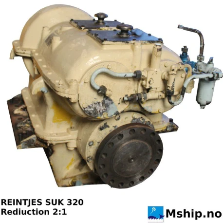 REINTJES SUK 320 — Manufacturer: REINTJES, Model: SUK 320, Serial number: 40688, Year: 1973, HP: 1076, kW: 791, RPM: 1000, Rotation direction: On engine side: CW - clockwise - On propeller side: CW - clockwise, Other: weight 1215 Kg, Gear type: FP  - normal reverse gear for fixed propeller blades, Gear ratio: 2:1