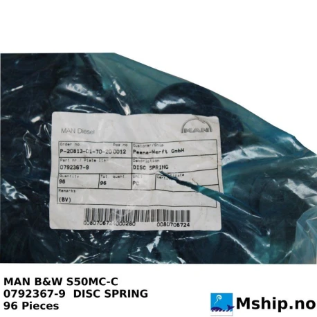 MAN S50MC-C Disc Spring — Manufacturer: MAN Diesel & Turbo genuine product, Manufacturers part number: 0792367-9, Class: BV, Other: Part no 0792367 plate item 9