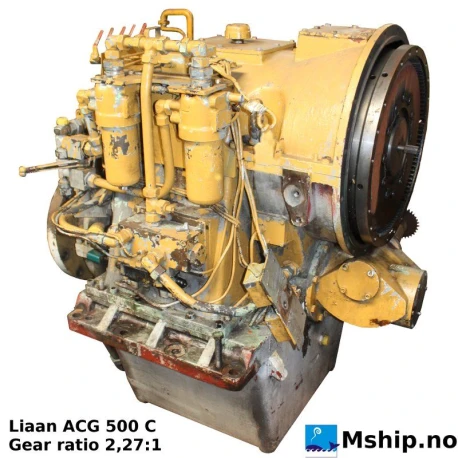 Liaaen ACG 500 C — Manufacturer: Liaaen, Model: ACG 500 C, Serial number: VD 732, Year: 1987, Class: DNV, Other: This gear is identical to ACG 75/500 gear, Gear type: Non Reversing Gearbox  CPP  - to be used with controllable pitch propeller, Gear ratio: 2.27:1