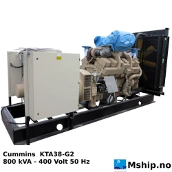 Cummins KTA38-G2  800 KVA generator set — Manufacturer: Cummins, Model: KTA38-G2, Year: Produced 1996 - installed first time 1998, HP: 980 @ 1500 rpm - 1200 @ 1800 rpm, kW: 721 @ 1500 rpm -  883 @ 1800 rpm, RPM: 1500, Running Hours: 160, Fuel Type: Diesel, Generator end type: Stamford HC1634G1, Amps: 1154,7, Volt: 400, HZ: 50, kVA: 800