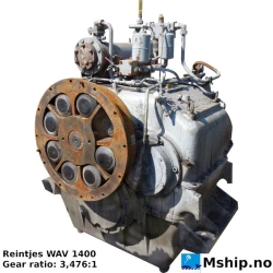 Reintjes WAV 1400 — Manufacturer: REINTJES, Model: WAV 1400, Serial number: 48708, Year: 1981, HP: 900, kW: 662, RPM: 750, Rotation direction: Engine side: CCW - Propeller side: CW, Other: weight: 2840 kg    Max torque 9835,5 Nm, Gear type: FP  - normal reverse gear for fixed propeller blades, Gear ratio: 3.476:1