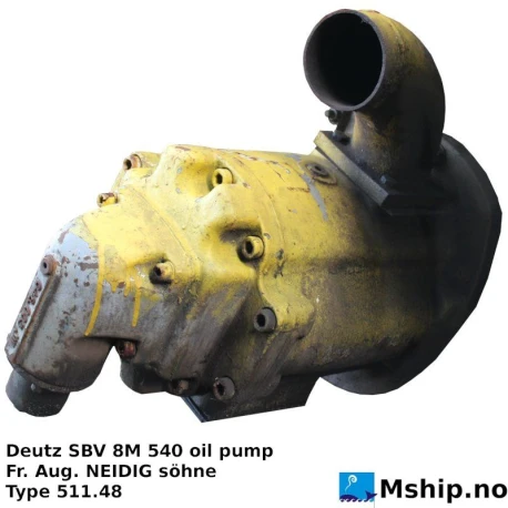 Deutz DBV 8M 540 oil pump — Manufacturer: Deutz, Model: Oil pump SBV 8M 540, Serial number: 957647, Year: 1975, RPM: 2000 max., Other: Weight: 140 kg., Pump Pressure BAR: 9, m³ /h, cubic meter per hour capacity: Capacity L/MIN : 1200, Remarks: We can also offer new unused pumps of this model.