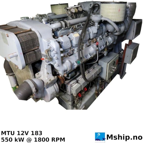 MTU 12V 183 generatorset  625 kWA — Manufacturer: MTU, Model: 12V 183, Serial number: 444-901-502-018807, Year: 2001, HP: 737, kW: 550, RPM: 1800, Running Hours: 22034, Fuel Type: Diesel, Class: DNV, Generator end type:  Stamford - Newage HC.M534E1 - serial C0082952/02, Amps: 820,1, Volt: 440, HZ: 60, kVA: 625