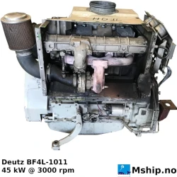 Deutz BF4L 1011 — Manufacturer: Deutz, Model: BF4L 1011, Serial number: 00063420, HP: 60, kW: 45, RPM: 3000, Running Hours: 5047, Number of cylinders: 4, Cylinder configuration: In line, Fuel Type: Diesel, Class: Germanischer Lloyd