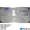 B&W Alpha gear Type 44KV14 — Manufacturer: MAN B&W Alpha, Model: 44KV14, Serial number: 4722, Year: 1992, HP: 1716 @ 900 rpm input, kW: 1280 @ 900 rpm input., Class: DNV, Gear type: Non Reversing Gearbox  CPP  - to be used with controllable pitch propeller, Gear ratio: 4,3478:1  (207 rpm at propeller)
