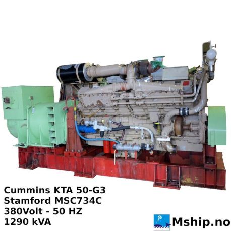 Cummins KTA 50-G3 generator set.   1290 kVA   https://mship.no