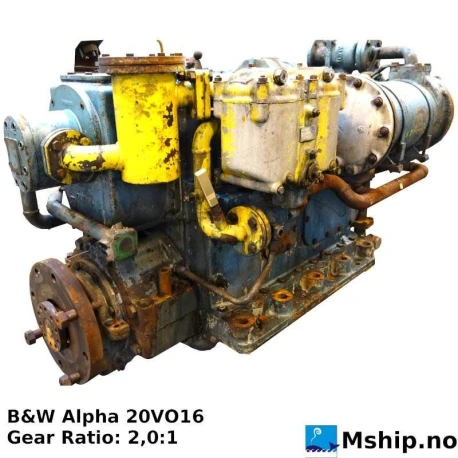 B&W Alpha 20VO16 gear — Manufacturer: B&W Alpha, Model: 20VO16, Serial number: 519-1, Gear type: Non Reversing Gearbox  CPP  - to be used with controllable pitch propeller, Gear ratio: 2:1