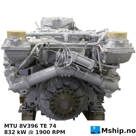 MTU 8V396 TE 74 — Manufacturer: MTU, Model: 8V396 TE 74, Serial number: 556 5123, Year: 1995, HP: 1126, kW: 840, RPM: 1900, Running Hours: 18600, Cylinder bore: 165 mm, Piston Stroke: 185 mm, Number of cylinders: 8, Displacement: 31,65 Liter, Cylinder configuration: V-engine, Fuel Type: Diesel