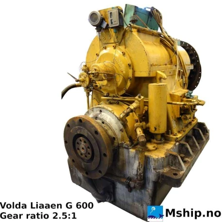 Volda Liaaen G 600 — Manufacturer: Volda Liaaen, Model: G 600, Serial number: 136, Year: 1973, Gear type: Non Reversing Gearbox  CPP  - to be used with controllable pitch propeller, Gear ratio: 2,5:1