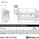 Deutz SBV 8 M 628 — Manufacturer: Deutz, Model: SBV 8 M 628, Serial number: 6729 648, HP: 999, kW: 735, RPM: 684, Cylinder bore: 240 mm, Piston Stroke: 280 mm, Number of cylinders: 8, Displacement: 101 340 cm3, Cylinder configuration: In line, Other: This engine is de rated - see photo for available power ratings., Weight: 11,5 TON with flywheel.