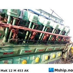 MaK 12 M 453 AK — Manufacturer: MaK, Model: 12 M 453 AK, Serial number: 500011, HP: 4000, kW: 2983, RPM: 550, Cylinder bore: 320, Piston Stroke: 450, Number of cylinders: 12, Displacement: 434.3 Liter, Cylinder configuration: V-engine
