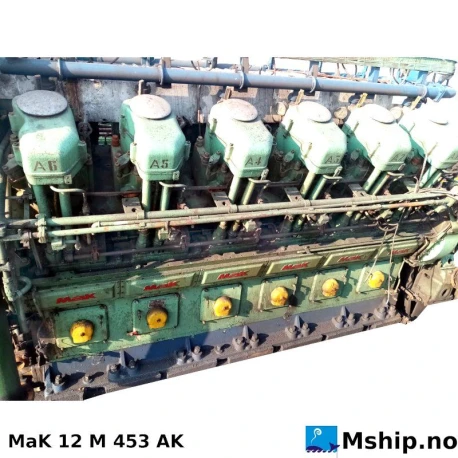 MaK 12 M 453 AK — Manufacturer: MaK, Model: 12 M 453 AK, Serial number: 500012, HP: 4000, kW: 2983, RPM: 550, Cylinder bore: 320, Piston Stroke: 450, Number of cylinders: 12, Displacement: 434,29 Liter, Cylinder configuration: V-engine