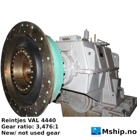 Reintjes VAL 4440 — Manufacturer: REINTJES, Model: VAL 4440, Serial number: 56720, Year: 1992, HP: 5017, kW: 3690, RPM: 750 rpm  input speed - 216 rpm output speed, Rotation direction: Input side  CCW - Output side CW, Other: Admissible input torque  46986 Nm, Weight: 9000 kg, Gear type: FP  - normal reverse gear for fixed propeller blades, Gear ratio: 3.476:1