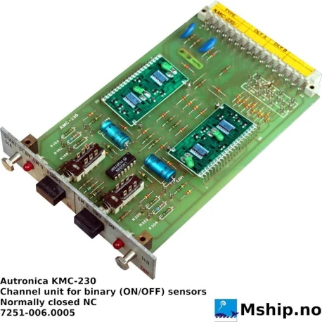 Autronica KMC-230 — Manufacturer: Kongsberg Autronica, Model: KMC-230, Manufacturers part number: 7251-006.0005, Alternative part number: 72510060005, Other: Channel unit for binary (ON/OFF) sensors
Normally closed NC