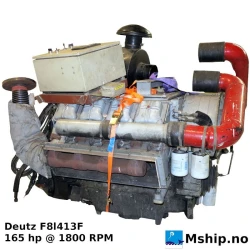 Deutz F8L 413F — Manufacturer: Deutz, Model: F8L 413F, Serial number: 8096189, HP: 165, kW: 123, RPM: 1800, Running Hours: 7917, Cylinder bore: 125 mm, Piston Stroke: 130 mm, Number of cylinders: 8, Cylinder configuration: V-engine, Fuel Type: Diesel, Weight: 830 kg