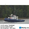 12,55 meter TUGBOAT  - ICE class — Manufacturer: Yard: Enso-Gutzeit OY, Nyslott, Finland, Model: Icebreking Tug 12,5 meter, Serial number: Yard number 410, Year: 1978, Rebuilt and fitted rudder propeller in 1999, HP: 310, kW: 231, RPM: 1800, Running Hours: 4557, Number of cylinders: 8, Cylinder configuration: V-engine, Fuel Type: Diesel, Gear type: Twin Disc  MG-514 Spec No s.3282, IMO Numbers: N/A, Gear ratio: 3:1, Length Overall LOA Meter: 12,54, Length between Perpendicular Meter: 11.36, Molded Breadth Meter: 4,45, Molded Depth Meter: 2,24, Draft (Maximum) Meter: 1,8, ACCOMMODATIONS:: Heated and air-conditioned living spaces for 2 persons, consisting of one double- crew cabins, a combined mess/galley and sanitary facilities’, Main Engines:: 1, Total Propulsion HP:: Scania DS 14, 310 HP, Propulsion:: CAP rudder propeller system type CAP 33N/4 fitted with 1100 mm propeller in Nozzle., Ship’s Service Generators:: 1 x VALMET 310DG /   23 kVA, 50 Hz 230/400 Volt  - 6714 running hours-, Positioning:: GPS, LIFESAVING EQUIPMENT: According to Swedish Maritime administration requirements., Rudders / steering gear: CAP rudder propeller system, Firefighting:: According to Swedish maritime authority requirements, Maximum speed: 9 Knot, Economical speed: 8 Knot, Bollard pull: 4,5 Ton, MOB boat / Work boat: 1 MOB boat