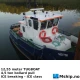 12,55 meter TUGBOAT  - ICE class — Manufacturer: Yard: Enso-Gutzeit OY, Nyslott, Finland, Model: Icebreking Tug 12,5 meter, Serial number: Yard number 410, Year: 1978, Rebuilt and fitted rudder propeller in 1999, HP: 310, kW: 231, RPM: 1800, Running Hours: 4557, Number of cylinders: 8, Cylinder configuration: V-engine, Fuel Type: Diesel, Gear type: Twin Disc  MG-514 Spec No s.3282, IMO Numbers: N/A, Gear ratio: 3:1, Length Overall LOA Meter: 12,54, Length between Perpendicular Meter: 11.36, Molded Breadth Meter: 4,45, Molded Depth Meter: 2,24, Draft (Maximum) Meter: 1,8, ACCOMMODATIONS:: Heated and air-conditioned living spaces for 2 persons, consisting of one double- crew cabins, a combined mess/galley and sanitary facilities’, Main Engines:: 1, Total Propulsion HP:: Scania DS 14, 310 HP, Propulsion:: CAP rudder propeller system type CAP 33N/4 fitted with 1100 mm propeller in Nozzle., Ship’s Service Generators:: 1 x VALMET 310DG /   23 kVA, 50 Hz 230/400 Volt  - 6714 running hours-, Positioning:: GPS, LIFESAVING EQUIPMENT: According to Swedish Maritime administration requirements., Rudders / steering gear: CAP rudder propeller system, Firefighting:: According to Swedish maritime authority requirements, Maximum speed: 9 Knot, Economical speed: 8 Knot, Bollard pull: 4,5 Ton, MOB boat / Work boat: 1 MOB boat