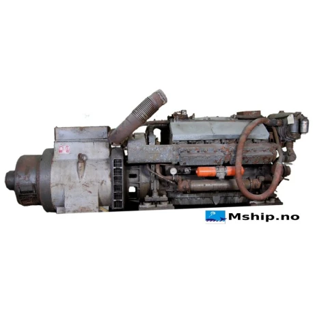 210 kVA Stamford Generator set  MC 504B  with engine  MWM TD232 V12 — Manufacturer: MWM, Model: TV323 V12, Serial number: 232.12.02677, HP: 376, kW: 280, RPM: 2300, Cylinder bore: 120 mm, Piston Stroke: 130 mm, Number of cylinders: 12, Displacement: 17,64 Liter, Cylinder configuration: 60°  V-engine, Rotation direction: CCW - Counter clockwise seen from aft, Fuel Type: Diesel, Weight: 1500 kg, Engine only, dry without accessories, Generator end type: Stamford MC504B, Amps: 557, Volt: 230, HZ: 50 @ 1500 RPM, kVA: 210