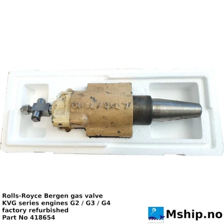 Rolls-Royce Bergen gas valve for KVG type gas engine — Manufacturer: Rolls-Royce Bergen engines, Model: KVG   G2 / G3 / G4 series engines, Manufacturers part number: 418654, Performance specification: Factory refurbished