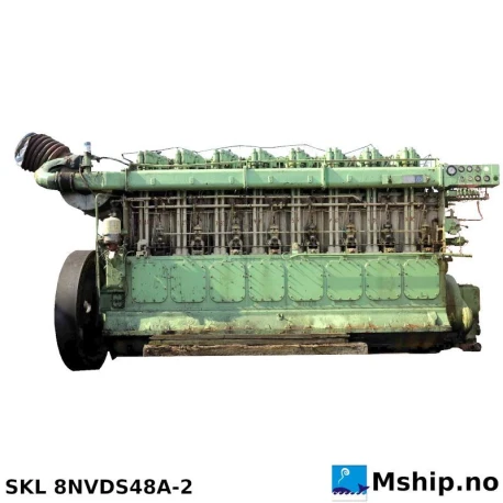 SKL 8NVDS48A-2 — Manufacturer: SKL, Model: 8NVDS48A-2, Serial number: 13522646, Year: 1984, HP: 970, kW: 723, RPM: 428, Cylinder bore: 320 mm, Piston Stroke: 480 mm, Number of cylinders: 8, Displacement: 308.832  Liter, Cylinder configuration: In line