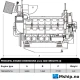 Deutz TBD 620 V16 — Manufacturer: Deutz, Model: TBD 620 V16, Serial number: 2202130, Year: 2001, kW: 2016 @1800 / 2117 @ 1795, Running Hours: 2785, Cylinder bore: 170 mm, Piston Stroke: 195 mm, Number of cylinders: 16, Displacement: 70,8 Liter, Cylinder configuration: V-engine, Rotation direction: CCW - Counter clockwise seen from aft, Fuel Type: Diesel, Generator end type: AVK DSG 86L1-4, Amps: 4099, Volt: 480, HZ: 60