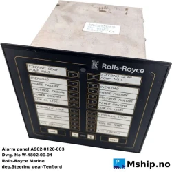 Rolls-Royce Marine Alarm panel AS02-0120-003 — Manufacturer: Rolls-Royce, Model: Alarm panel AS02-0120-003, Manufacturers part number: AS02-0120-003, Arrangement number: Dwg. no. W-1802-00-01, Volt: 24V DC