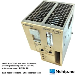 SIMATIC S5 PLC , CPU 6ES5102-8MA02 — Manufacturer: Siemens, Model: SIMATIC S5, CPU Central processing unit for S5-100U , Manufacturers part number: 6ES5102-8MA02, Class: CE marked, Other: EAN: 4025515052616 /  UPC: 662643261233