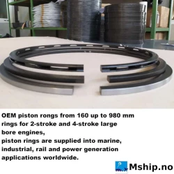 OEM Piston rings — Manufacturer: QIN , Model: for 2-stroke and 4-stroke large bore engines, , Performance specification: Piston rings form 160 up to 980 mm  , Year: Any, Cylinder bore: From 160 mm and up to 980 mm cylinder bore.