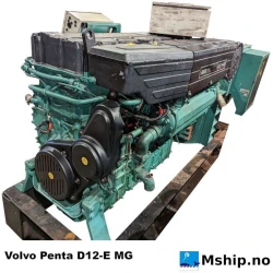 Volvo Penta D12-E MG — Manufacturer: Volvo Penta, Model: D12-E MG, Arrangement number: Engine chassis ID 124496, Serial number: 1012647756, Year: Delivered new from Volvo Penta 10 December 2009., HP: 422 @ 1500 rpm  | 503 @ 1800 rpm, kW: 310 kW @ 1500 RPM / 370 kW @ 1800 RPM, RPM: 1800 (1500 rpm possible), Cylinder bore: 131 mm, Piston Stroke: 150 mm, Number of cylinders: 6, Displacement: 12,13 Liter, Cylinder configuration: In line, Rotation direction: CCW - Counter clockwise seen from aft, Fuel Type: Diesel, Injection pump type: Common rail, Class: Germanischer Lloyd, Weight: 3152 kg, Generator end type: Stamford HCM534C1, Amps: 531, Volt: 460 / 480, HZ: 60 (50 Hz possible), kVA: 368, cos φ: 0,8