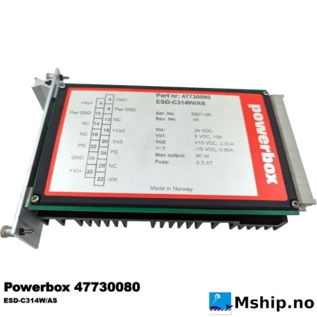 Kongsberg Simrad Powerbox 47730080 — Manufacturer: Kongsberg Simrad, Model: Powerbox, Manufacturers part number: 47730080, Performance specification: Powerbox ESD-C314W/AS, Weight: 670 gram, Volt: 21-32 Volt DC input range
