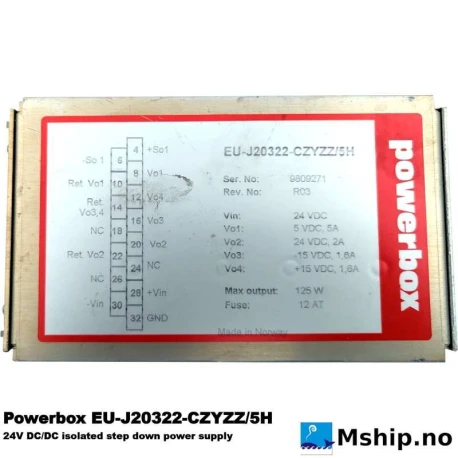Powerbox EU-J20322-CZYZZ/5H — Manufacturer: Powerbox, Manufacturers part number: EU-J20322-CZYZZ/5H, Weight: 845 gram, Volt: 21-32 Volt DC input range. See photo above for more details
